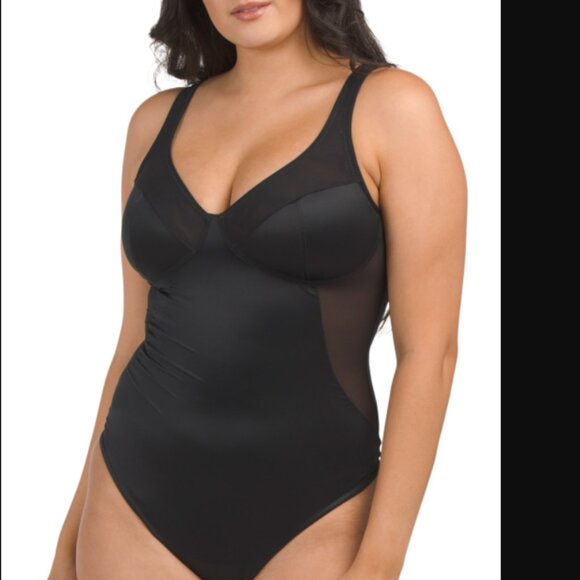 new Spanx Shaping mesh-trimmed stretch-satin thong bodysuit 252 - Picture 12 of 12